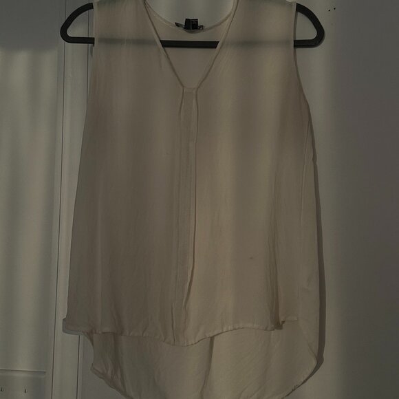 VINCE Lace Insert Panel Silk Blouse beige, size M - Picture 2 of 7